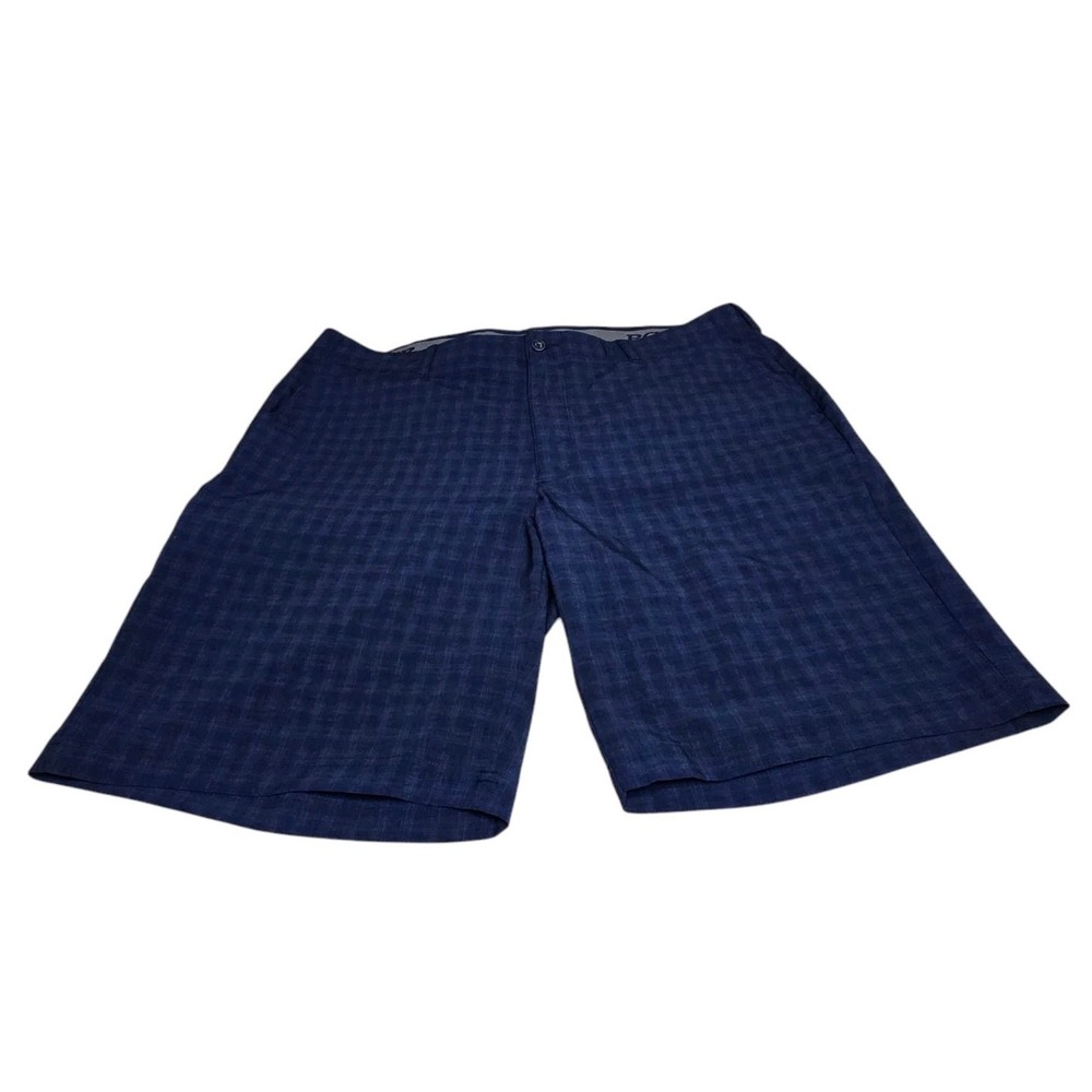 Men's PGA Tour Golf Shorts. Size 40 Blue Plaid Pattern Performance Flat‎ Front